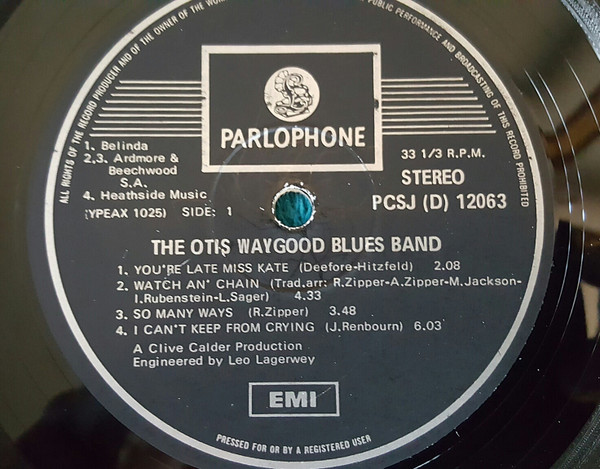 Otis Waygood Blues Band LP Side One